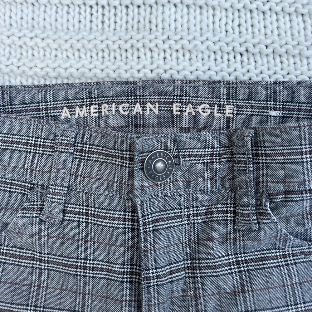 American Eagle, Gray Plaid Pants, Size 6 Long - Picture 2 of 5
